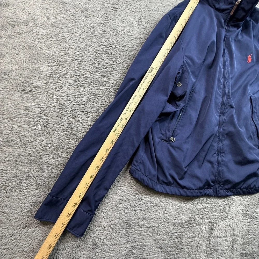 Vintage Polo Ralph Lauren Mens M Navy Blue Windbreaker Jacket Zip Up Lined